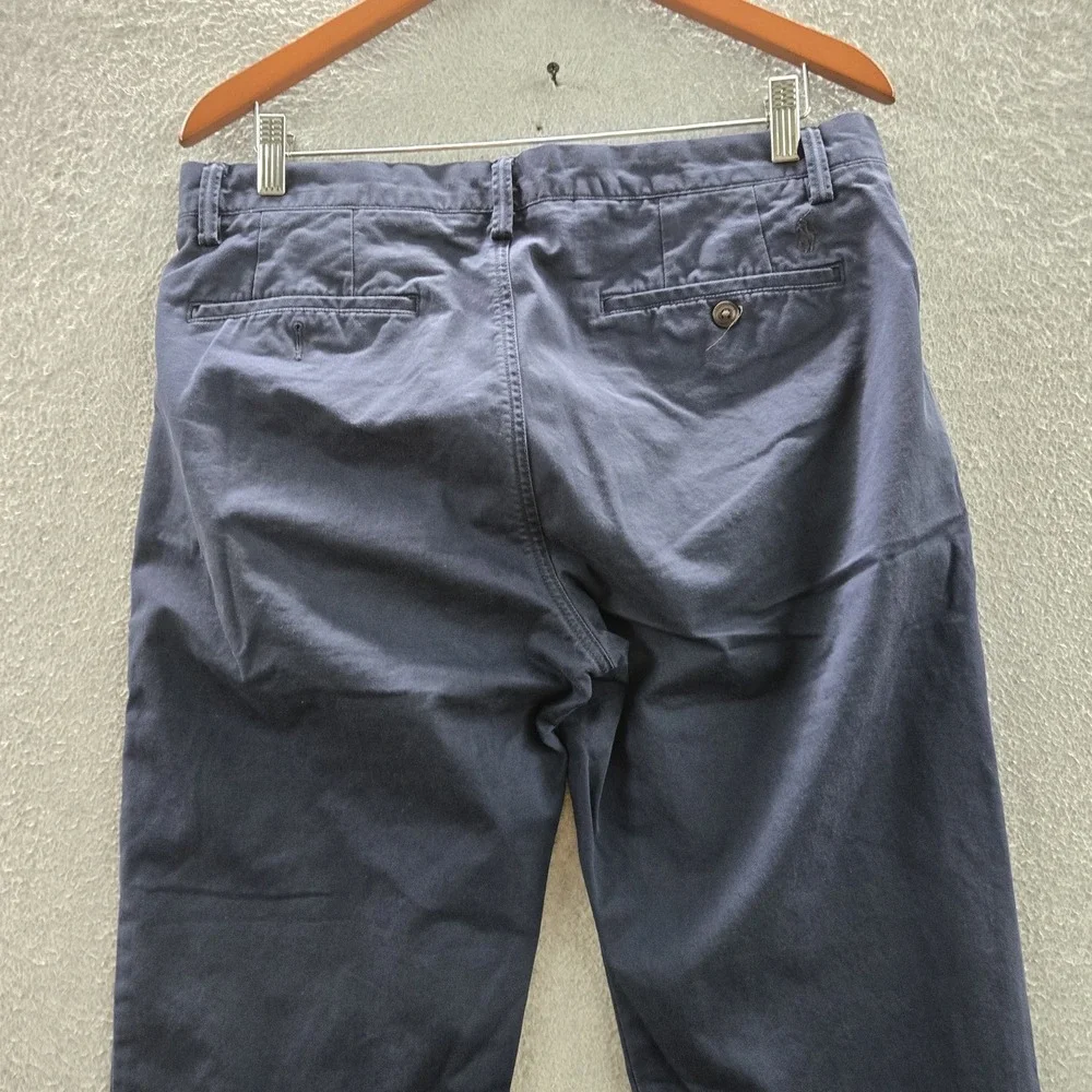Polo Ralph Lauren Men Pants 33/30 Navy Embroidered Chino Twill Stretch READ
